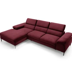 Garnero Arredamenti Divani Angolari|Divani Letto-Divano letto regolabile angolare sinistra 4 posti 288x182cm tessuto rosso bordeaux Loungey Tessuto Vellutato Vogue Bordeaux