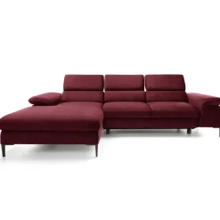 Garnero Arredamenti Divani Angolari|Divani Letto-Divano letto regolabile angolare sinistra 4 posti 288x182cm tessuto rosso bordeaux Loungey Tessuto Vellutato Vogue Bordeaux