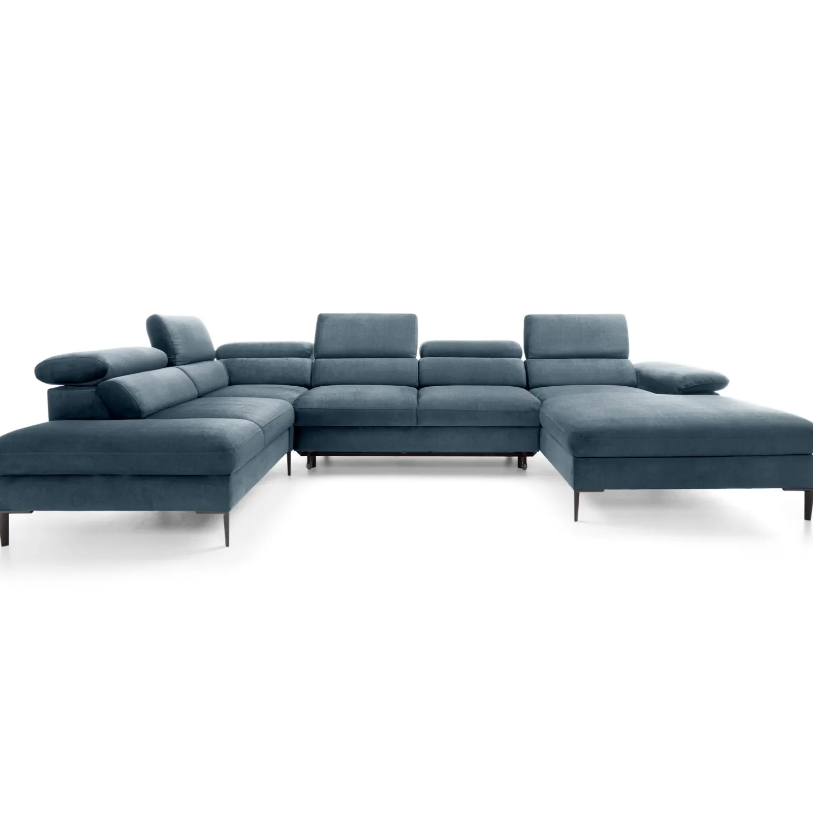 Garnero Arredamenti Divani Angolari|Divani Letto-Divano letto regolabile angolare sinistro 5 posti 353x214cm tessuto azzurro Calmora Tessuto Vellutato Vogue Azzurro