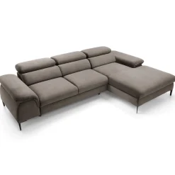 Garnero Arredamenti Divani Angolari|Divani Letto-Divano letto regolabile angolare destra 4 posti 288x182cm tessuto beige Loungey Tessuto Vellutato Vogue Beige