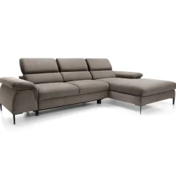 Garnero Arredamenti Divani Angolari|Divani Letto-Divano letto regolabile angolare destra 4 posti 288x182cm tessuto beige Loungey Tessuto Vellutato Vogue Beige