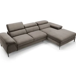 Garnero Arredamenti Divani Angolari|Divani Letto-Divano letto regolabile angolare destra 4 posti 288x182cm tessuto beige Loungey Tessuto Vellutato Vogue Beige