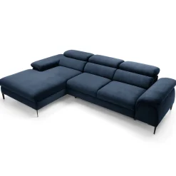 Garnero Arredamenti Divani Angolari|Divani Letto-Divano letto regolabile angolare sinistra 4 posti 288x182cm tessuto blu Loungey Tessuto Vellutato Vogue Blu