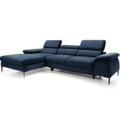 Garnero Arredamenti Divani Angolari|Divani Letto-Divano letto regolabile angolare sinistra 4 posti 288x182cm tessuto blu Loungey Tessuto Vellutato Vogue Blu