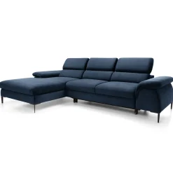 Garnero Arredamenti Divani Angolari|Divani Letto-Divano letto regolabile angolare sinistra 4 posti 288x182cm tessuto blu Loungey Tessuto Vellutato Vogue Blu