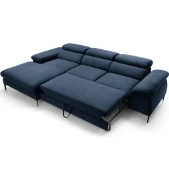 Garnero Arredamenti Divani Angolari|Divani Letto-Divano letto regolabile angolare sinistra 4 posti 288x182cm tessuto blu Loungey Tessuto Vellutato Vogue Blu