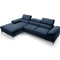 Garnero Arredamenti Divani Angolari|Divani Letto-Divano letto regolabile angolare sinistra 4 posti 288x182cm tessuto blu Loungey Tessuto Vellutato Vogue Blu