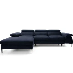 Garnero Arredamenti Divani Angolari|Divani Letto-Divano letto regolabile angolare sinistra 4 posti 288x182cm tessuto blu Loungey Tessuto Vellutato Vogue Blu