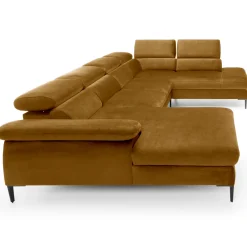 Garnero Arredamenti Divani Angolari|Divani Letto-Divano letto regolabile angolare destro 5 posti 353x214cm tessuto giallo senape Calmora Tessuto Vellutato Vogue Giallo Senape