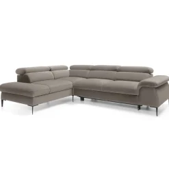 Garnero Arredamenti Divani Angolari|Divani Letto-Divano letto regolabile angolare sinistra 5 posti 280x214cm tessuto tortora Snuggity Tessuto Vellutato Vogue Tortora