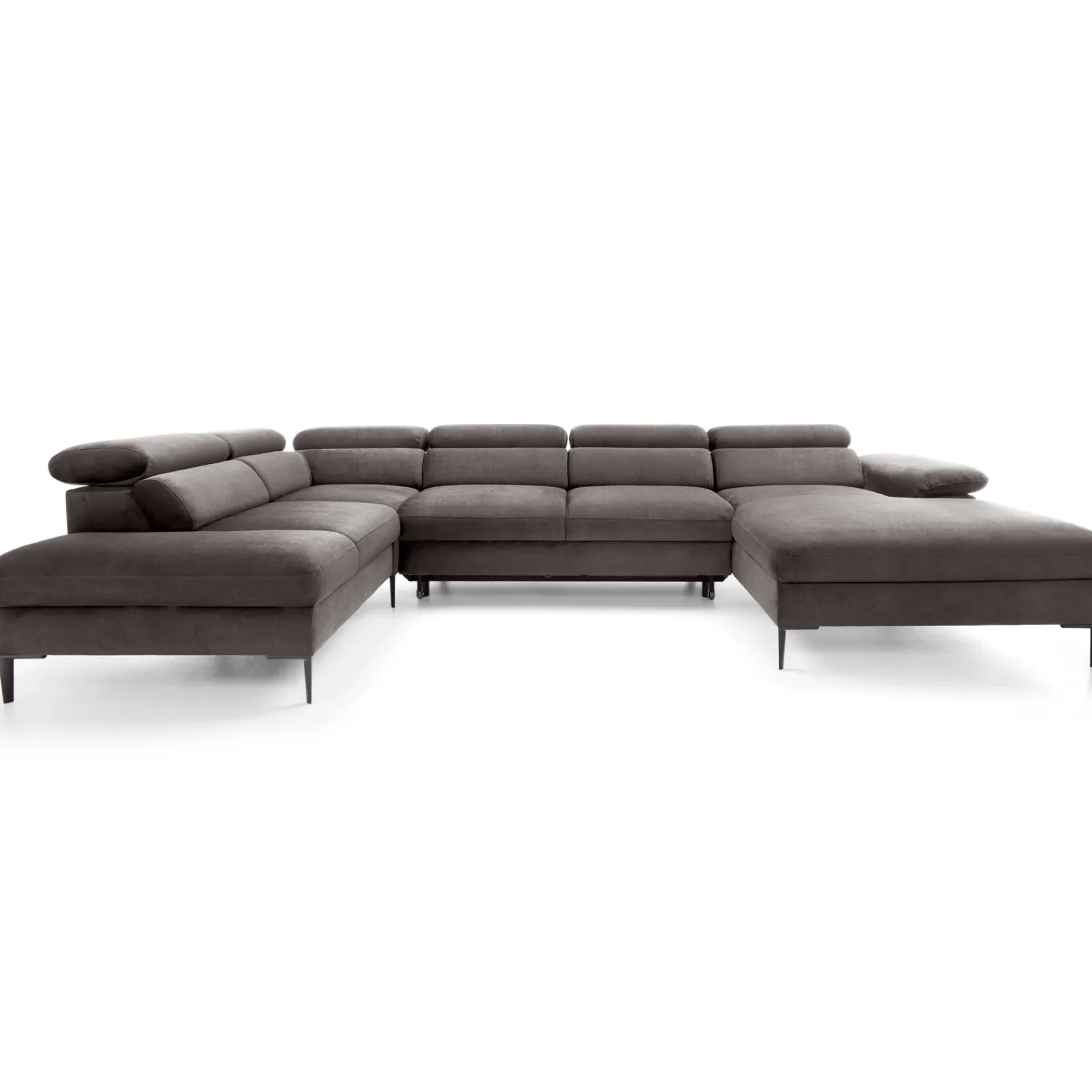 Garnero Arredamenti Divani Angolari|Divani Letto-Divano letto regolabile angolare sinistro 5 posti 353x214cm tessuto tortora scuro Calmora Tessuto Vellutato Vogue Tortora Scuro