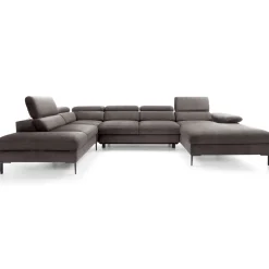 Garnero Arredamenti Divani Angolari|Divani Letto-Divano letto regolabile angolare sinistro 5 posti 353x214cm tessuto tortora scuro Calmora Tessuto Vellutato Vogue Tortora Scuro