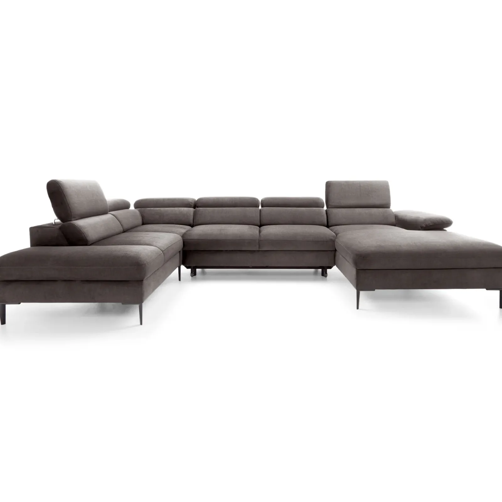 Garnero Arredamenti Divani Angolari|Divani Letto-Divano letto regolabile angolare sinistro 5 posti 353x214cm tessuto tortora scuro Calmora Tessuto Vellutato Vogue Tortora Scuro