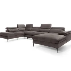 Garnero Arredamenti Divani Angolari|Divani Letto-Divano letto regolabile angolare sinistro 5 posti 353x214cm tessuto tortora scuro Calmora Tessuto Vellutato Vogue Tortora Scuro