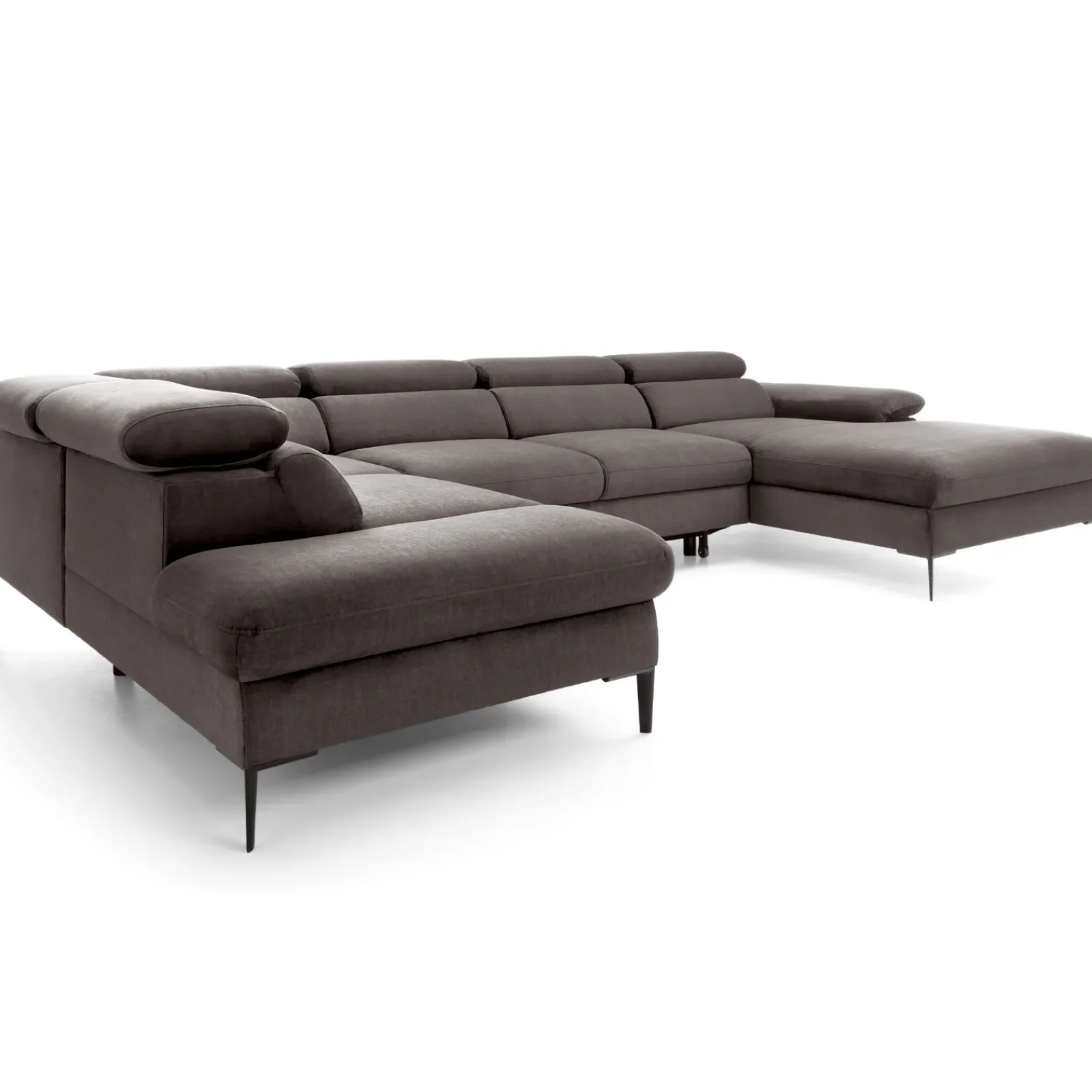 Garnero Arredamenti Divani Angolari|Divani Letto-Divano letto regolabile angolare sinistro 5 posti 353x214cm tessuto tortora scuro Calmora Tessuto Vellutato Vogue Tortora Scuro