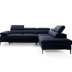 Garnero Arredamenti Divani Angolari|Divani Letto-Divano letto regolabile angolare destra 5 posti 280x214cm tessuto blu Snuggity Tessuto Vellutato Vogue Blu