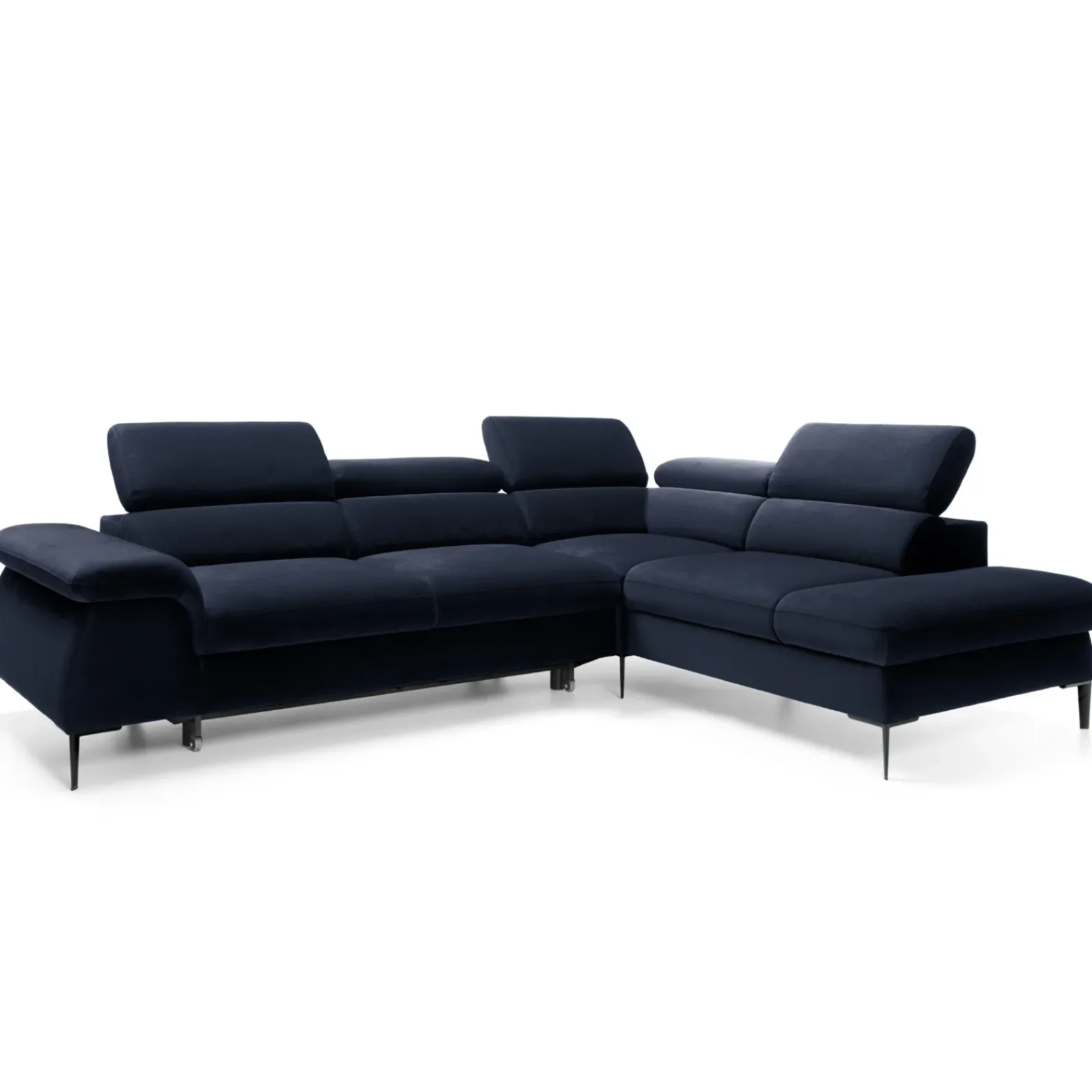 Garnero Arredamenti Divani Angolari|Divani Letto-Divano letto regolabile angolare destra 5 posti 280x214cm tessuto blu Snuggity Tessuto Vellutato Vogue Blu