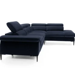 Garnero Arredamenti Divani Angolari|Divani Letto-Divano letto regolabile angolare destra 5 posti 280x214cm tessuto blu Snuggity Tessuto Vellutato Vogue Blu