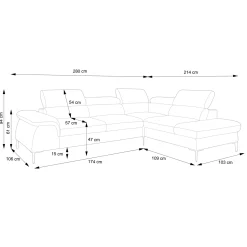 Garnero Arredamenti Divani Angolari|Divani Letto-Divano letto regolabile angolare destra 5 posti 280x214cm tessuto blu Snuggity Tessuto Vellutato Vogue Blu