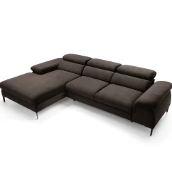 Garnero Arredamenti Divani Angolari|Divani Letto-Divano letto regolabile angolare sinistra 4 posti 288x182cm tessuto marrone Loungey Tessuto Vellutato Vogue Marrone