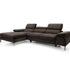 Garnero Arredamenti Divani Angolari|Divani Letto-Divano letto regolabile angolare sinistra 4 posti 288x182cm tessuto marrone Loungey Tessuto Vellutato Vogue Marrone