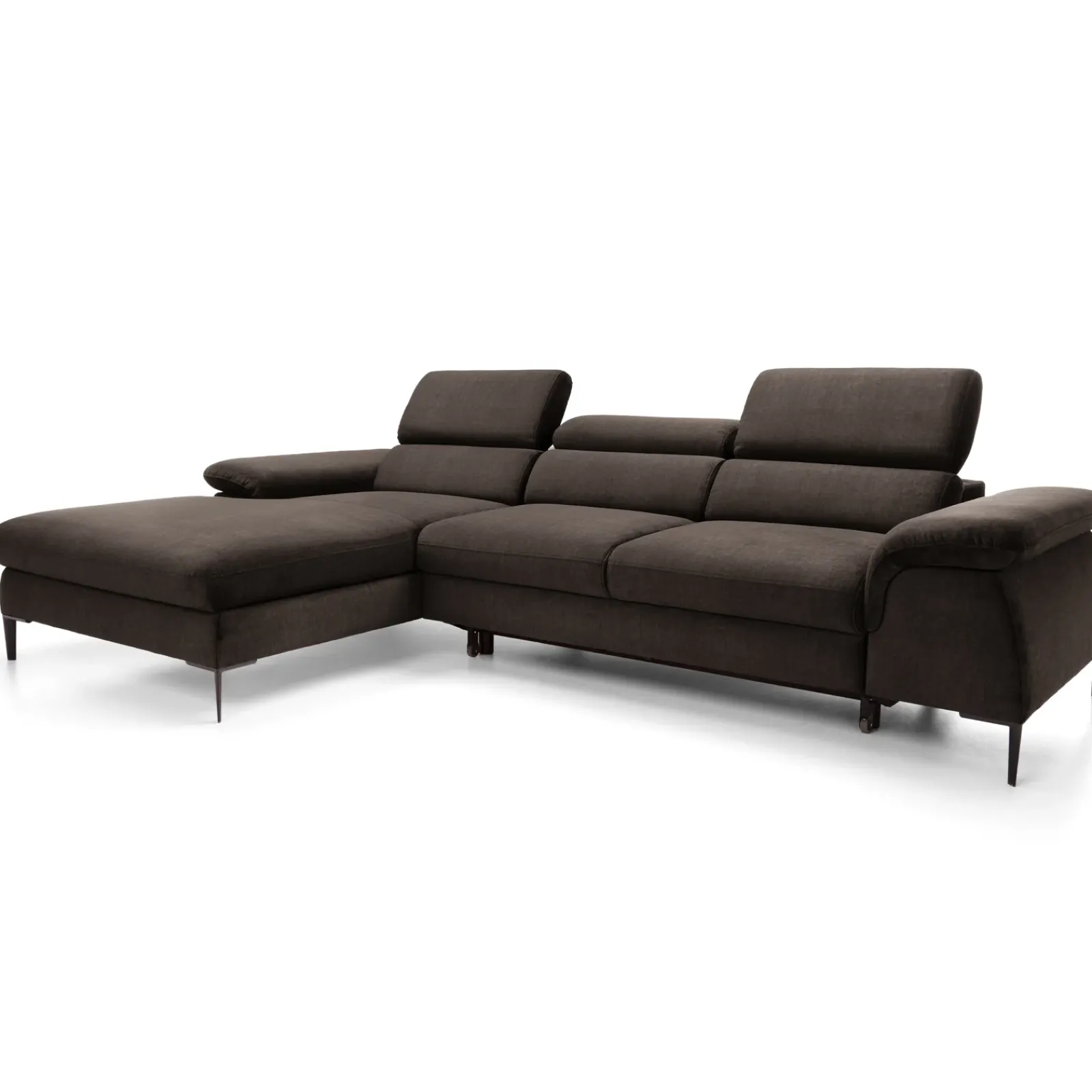 Garnero Arredamenti Divani Angolari|Divani Letto-Divano letto regolabile angolare sinistra 4 posti 288x182cm tessuto marrone Loungey Tessuto Vellutato Vogue Marrone