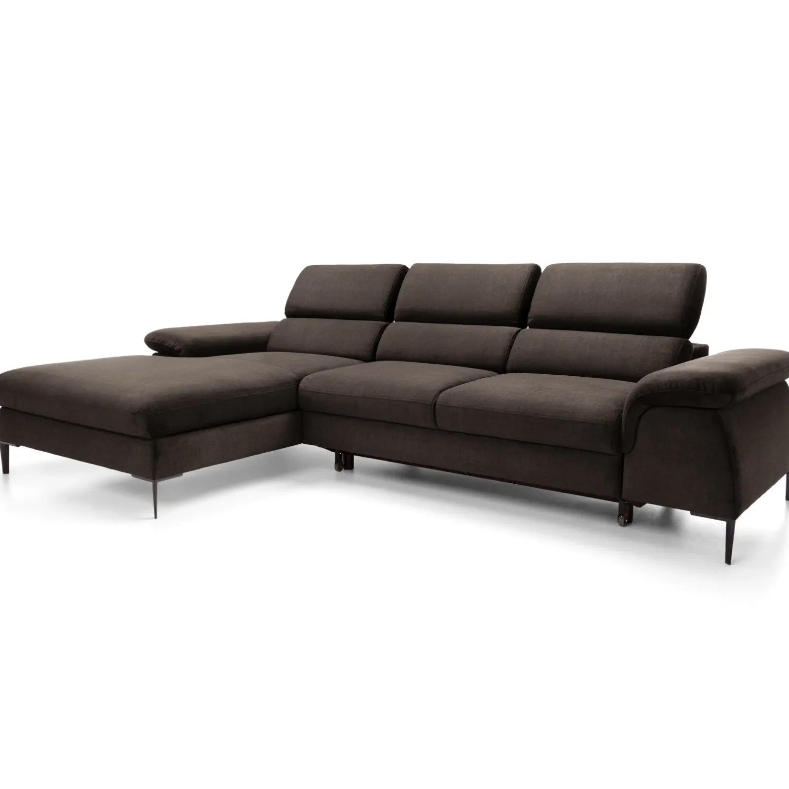 Garnero Arredamenti Divani Angolari|Divani Letto-Divano letto regolabile angolare sinistra 4 posti 288x182cm tessuto marrone Loungey Tessuto Vellutato Vogue Marrone