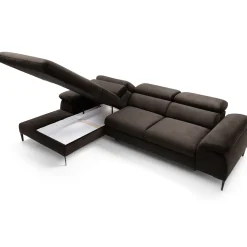 Garnero Arredamenti Divani Angolari|Divani Letto-Divano letto regolabile angolare sinistra 4 posti 288x182cm tessuto marrone Loungey Tessuto Vellutato Vogue Marrone