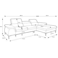 Garnero Arredamenti Divani Angolari|Divani Letto-Divano letto regolabile angolare sinistra 4 posti 288x182cm tessuto marrone Loungey Tessuto Vellutato Vogue Marrone