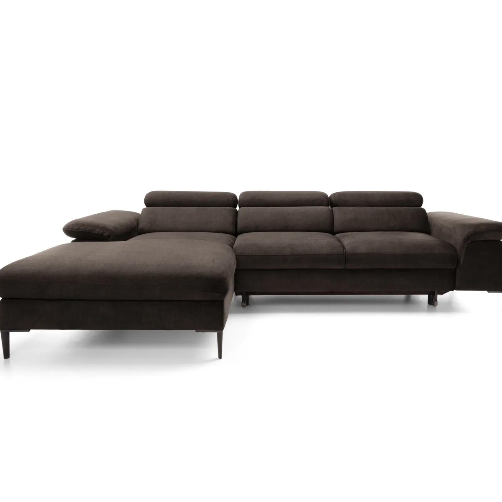 Garnero Arredamenti Divani Angolari|Divani Letto-Divano letto regolabile angolare sinistra 4 posti 288x182cm tessuto marrone Loungey Tessuto Vellutato Vogue Marrone