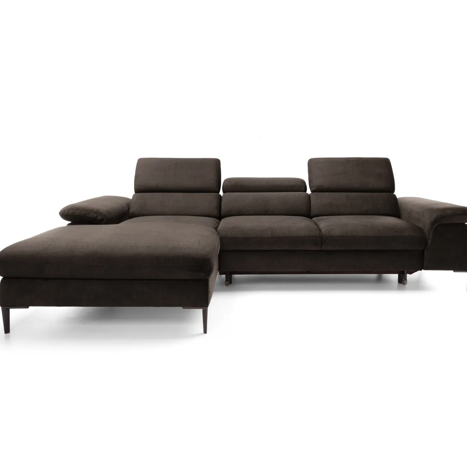 Garnero Arredamenti Divani Angolari|Divani Letto-Divano letto regolabile angolare sinistra 4 posti 288x182cm tessuto marrone Loungey Tessuto Vellutato Vogue Marrone