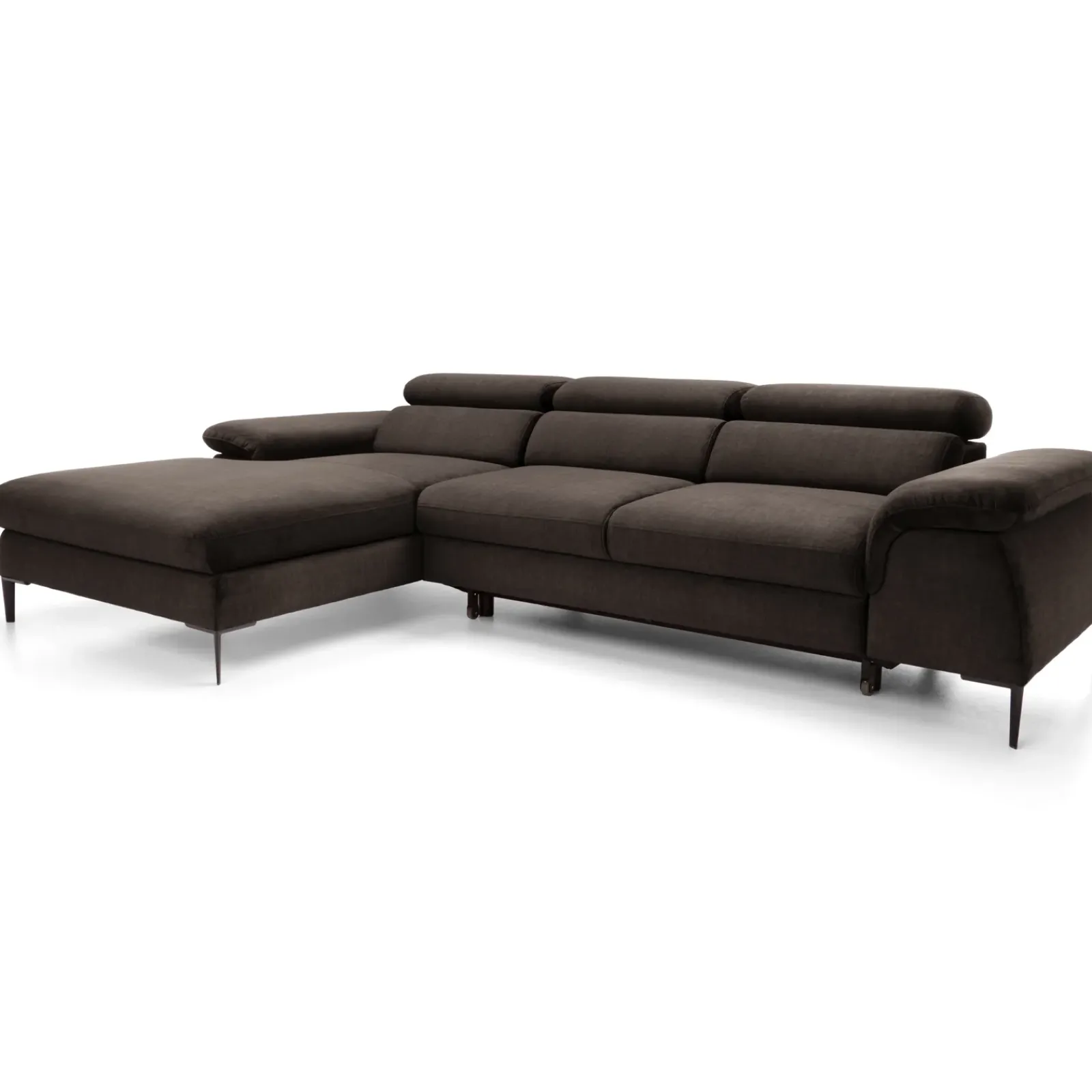 Garnero Arredamenti Divani Angolari|Divani Letto-Divano letto regolabile angolare sinistra 4 posti 288x182cm tessuto marrone Loungey Tessuto Vellutato Vogue Marrone