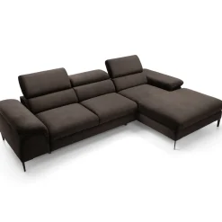 Garnero Arredamenti Divani Angolari|Divani Letto-Divano letto regolabile angolare destra 4 posti 288x182cm tessuto marrone Loungey Tessuto Vellutato Vogue Marrone