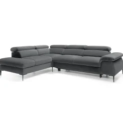 Garnero Arredamenti Divani Angolari|Divani Letto-Divano letto regolabile angolare sinistra 5 posti 280x214cm tessuto grigio Snuggity Tessuto Vellutato Vogue Grigio