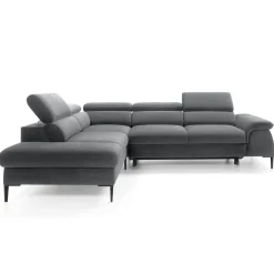 Garnero Arredamenti Divani Angolari|Divani Letto-Divano letto regolabile angolare sinistra 5 posti 280x214cm tessuto grigio Snuggity Tessuto Vellutato Vogue Grigio