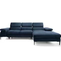 Garnero Arredamenti Divani Angolari|Divani Letto-Divano letto regolabile angolare destra 4 posti 288x182cm tessuto blu Loungey Tessuto Vellutato Vogue Blu