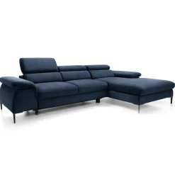 Garnero Arredamenti Divani Angolari|Divani Letto-Divano letto regolabile angolare destra 4 posti 288x182cm tessuto blu Loungey Tessuto Vellutato Vogue Blu
