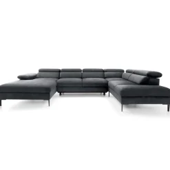 Garnero Arredamenti Divani Angolari|Divani Letto-Divano letto regolabile angolare destro 5 posti 353x214cm tessuto grigio scuro Calmora Tessuto Vellutato Vogue Grigio Scuro