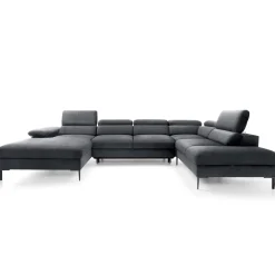 Garnero Arredamenti Divani Angolari|Divani Letto-Divano letto regolabile angolare destro 5 posti 353x214cm tessuto grigio scuro Calmora Tessuto Vellutato Vogue Grigio Scuro
