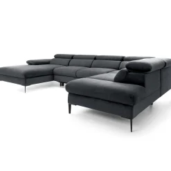 Garnero Arredamenti Divani Angolari|Divani Letto-Divano letto regolabile angolare destro 5 posti 353x214cm tessuto grigio scuro Calmora Tessuto Vellutato Vogue Grigio Scuro