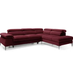 Garnero Arredamenti Divani Angolari|Divani Letto-Divano letto regolabile angolare destra 5 posti 280x214cm tessuto rosso bordeaux Snuggity Tessuto Vellutato Vogue Bordeaux
