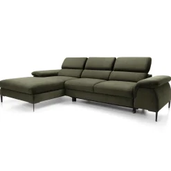 Garnero Arredamenti Divani Angolari|Divani Letto-Divano letto regolabile angolare sinistra 4 posti 288x182cm tessuto verde oliva Loungey Tessuto Vellutato Vogue Verde Oliva