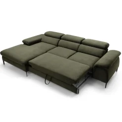 Garnero Arredamenti Divani Angolari|Divani Letto-Divano letto regolabile angolare sinistra 4 posti 288x182cm tessuto verde oliva Loungey Tessuto Vellutato Vogue Verde Oliva