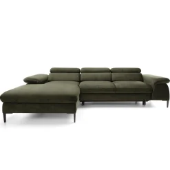Garnero Arredamenti Divani Angolari|Divani Letto-Divano letto regolabile angolare sinistra 4 posti 288x182cm tessuto verde oliva Loungey Tessuto Vellutato Vogue Verde Oliva