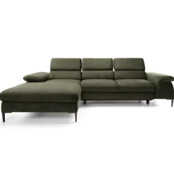 Garnero Arredamenti Divani Angolari|Divani Letto-Divano letto regolabile angolare sinistra 4 posti 288x182cm tessuto verde oliva Loungey Tessuto Vellutato Vogue Verde Oliva