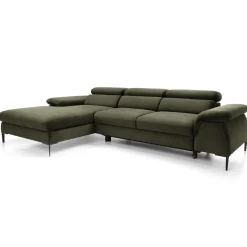 Garnero Arredamenti Divani Angolari|Divani Letto-Divano letto regolabile angolare sinistra 4 posti 288x182cm tessuto verde oliva Loungey Tessuto Vellutato Vogue Verde Oliva