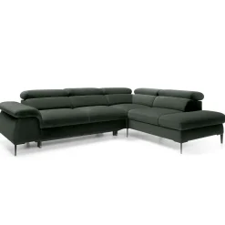 Garnero Arredamenti Divani Angolari|Divani Letto-Divano letto regolabile angolare destra 5 posti 280x214cm tessuto verde Snuggity Tessuto Vellutato Vogue Verde