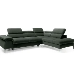 Garnero Arredamenti Divani Angolari|Divani Letto-Divano letto regolabile angolare destra 5 posti 280x214cm tessuto verde Snuggity Tessuto Vellutato Vogue Verde