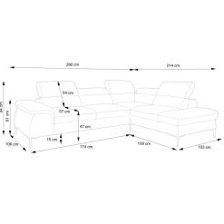 Garnero Arredamenti Divani Angolari|Divani Letto-Divano letto regolabile angolare destra 5 posti 280x214cm tessuto verde Snuggity Tessuto Vellutato Vogue Verde