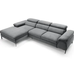 Garnero Arredamenti Divani Angolari|Divani Letto-Divano letto regolabile angolare sinistra 4 posti 288x182cm tessuto grigio chiaro Loungey Tessuto Vellutato Vogue Grigio Chiaro